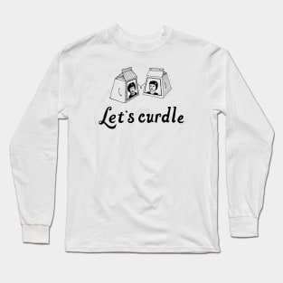 Let's Curdle Cuddling Milk Cartons - Line Drawing Long Sleeve T-Shirt